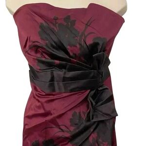 A Pea in the Pod New Strapless Babydoll Maternity Dress Burgundy Holiday Party